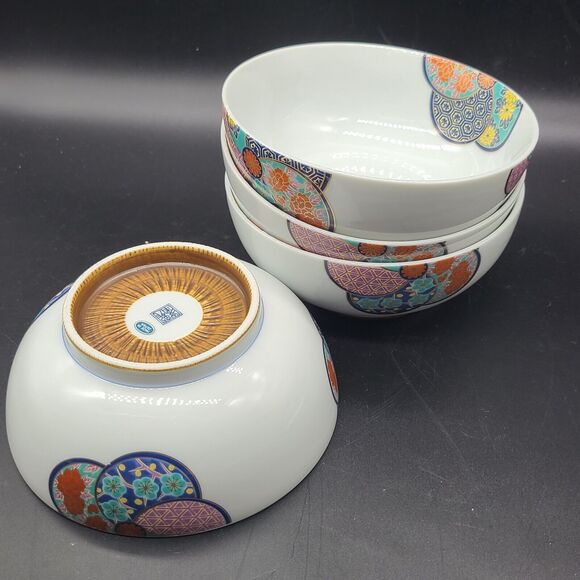 Japanese Set (4) Bowls Rice Soup Cereal Salad 6" Porcelain  Japan New - Picture 6 of 10